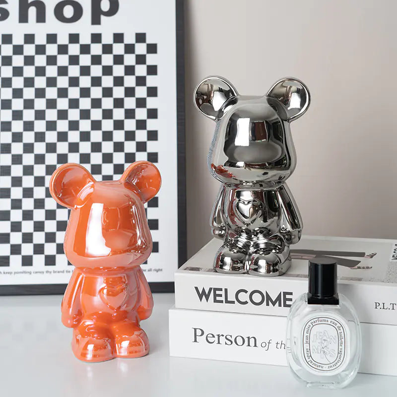 "Violent Bear Ceramic Figurine for Home Decor"
